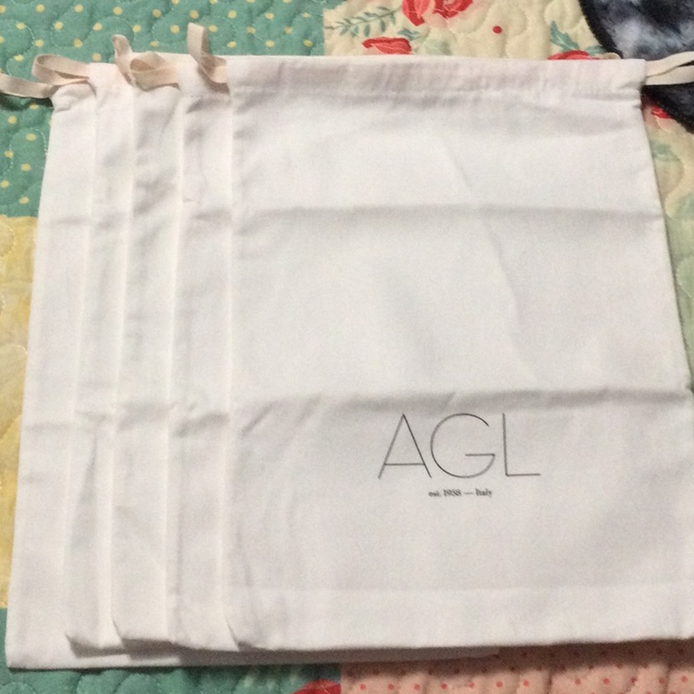 AGL Attilio Giusti Leombruni White drawstring dust bag pouch 15”x10-1/2” lot (5)